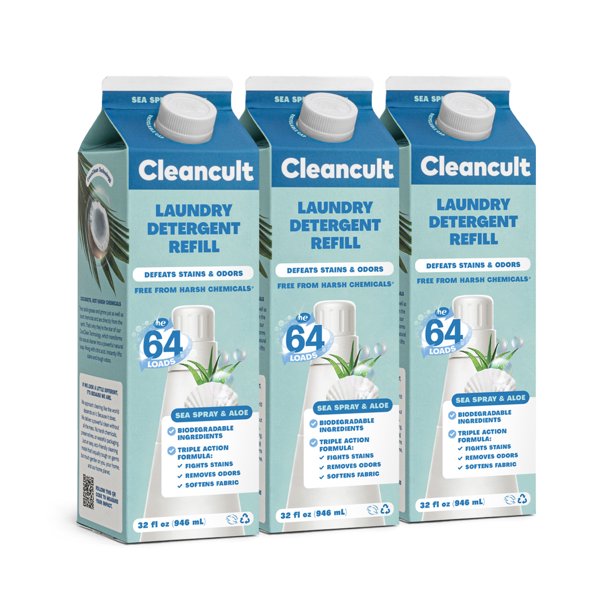 Cleancult Liquid Laundry Detergent Refill, Sea Spray & Aloe Scent, 192