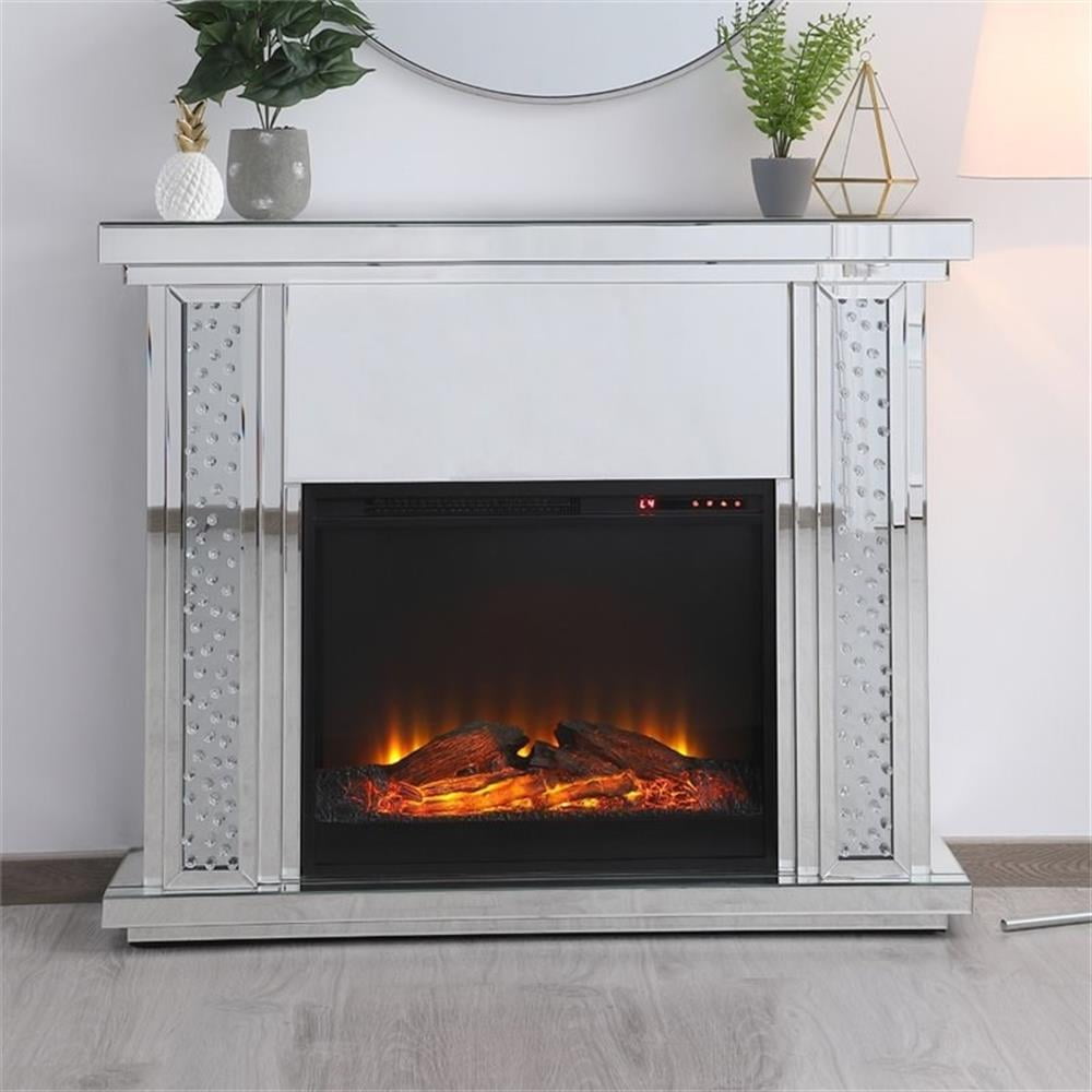 Bowery Hill MDF Clear Electric Fireplace Mantle Rectangular Adjustable LED 47.5" Unassembled