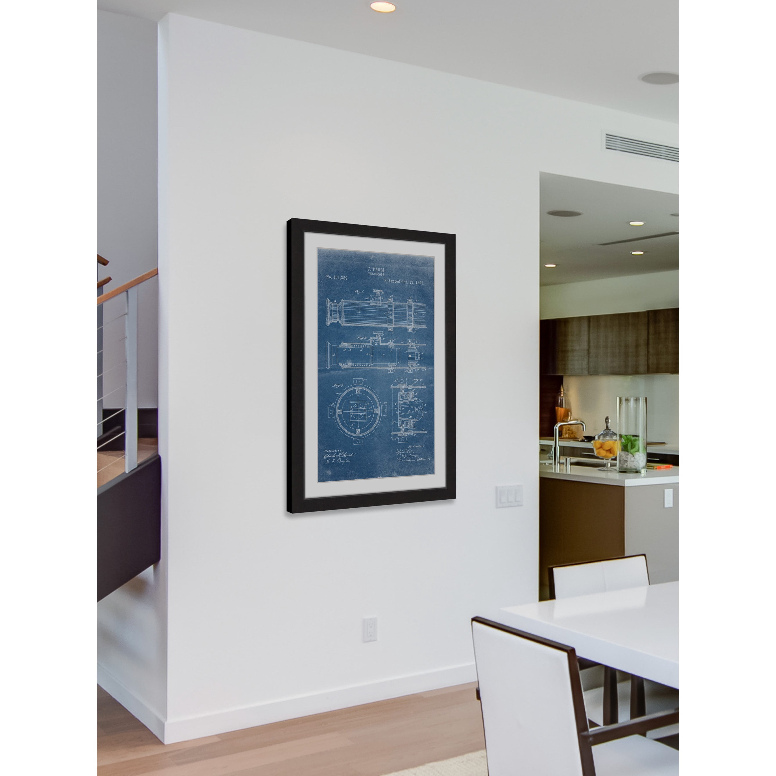 "Telescope 1891 Blueprint" Framed Painting Print