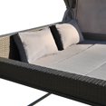 thumbnail image 5 of Outdoor Patio Porch Sunbed Swing Bed, Durable Steel 3-Seat Outdoor Swing Bed with Adjustable Canopy, Thickened Cushion, Pillow and Foldable Side Tray for Backyard, Dark Gray, 5 of 9
