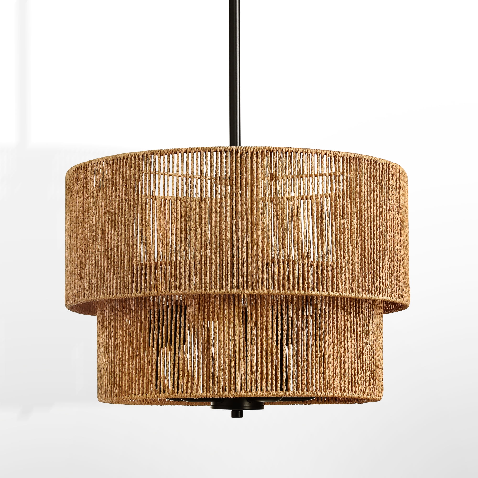 Woven Hemp Rope 5-light Pendant Light Hanging Fixture for Living Room Dining Room and Bedroom