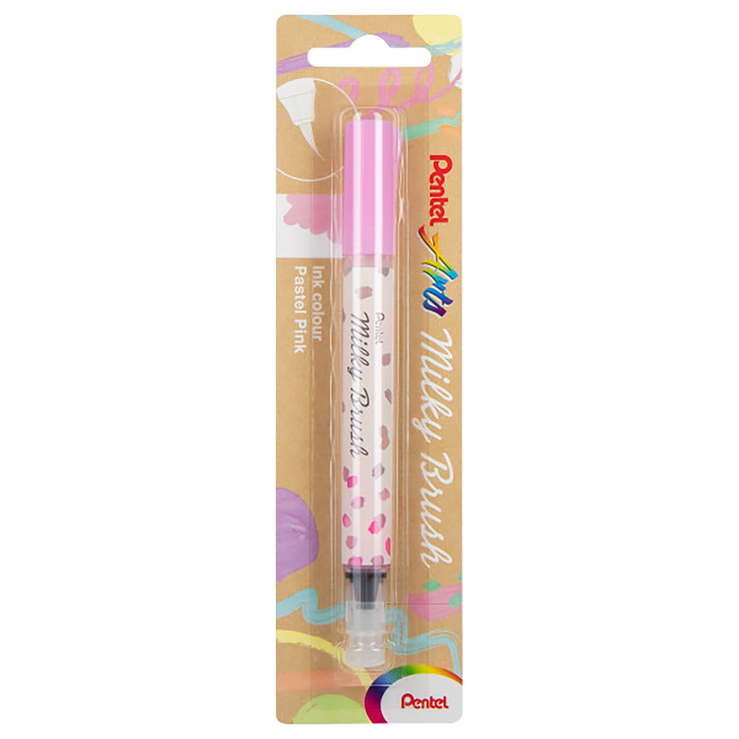 Pentel Arts Milky Brush Pen, Pastel Pink Ink, Pack of 3