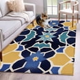 thumbnail image 3 of Morocco Floral Pattern Area&nbsp;Rug 4x6ft Vintage Tribal Ethnic Blue Yellow Green Flower Non-Slip&nbsp;Washable Square&nbsp;Rugs Soft Felt Indoor Floor Mat for Bedroom Kitchen Living Room Bathroom, 3 of 9