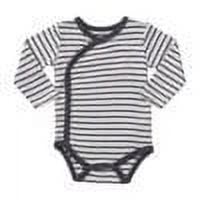 Baby Boy's 1-Pack Long-Sleeve Kimono Bodysuit Set -Side Snap Onesie Infant Bundle, Stripes, 3-6 Months