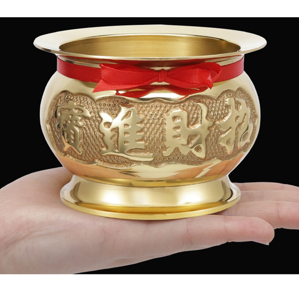 Antiqued Brass Incenses Burners Holder Offering Bowl Chinese Buddhas Censers