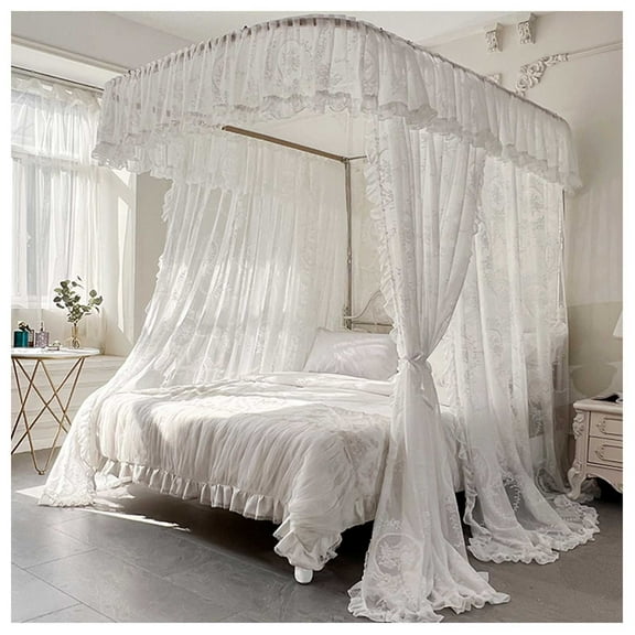 Bed Curtain Canopy Bed Canopy Bed with Frame Double Layer Curtains Canopy Double Layer Canopy for Girls and Adults Bedroom