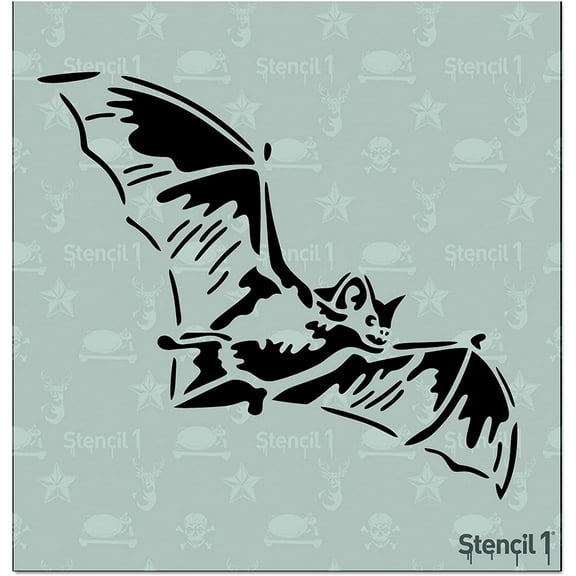 Stencil1 Bat Stencil - Bat Halloween & Pumpkin Art Craft - 5.75" x 6"
