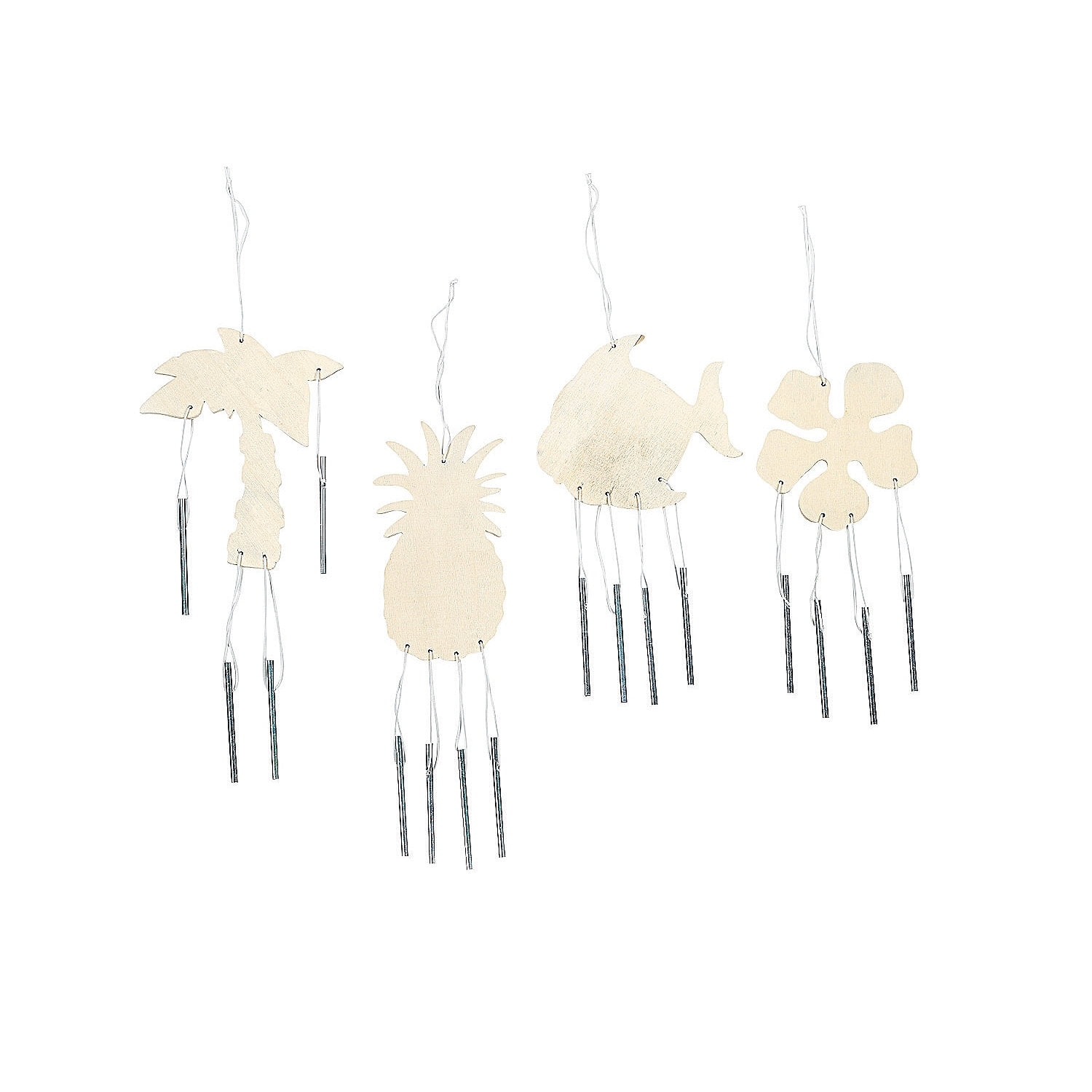 Do It Yourself Wood Tropical Wind Chimes Craft Kits 12 Pieces