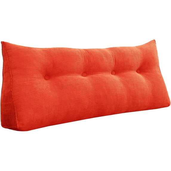 WOWMAX Sofa Bed Large Filled Triangular Wedge Cushion Bed Backrest Positioning Support Pillow Reading Pillow Office Lumbar Pad with Removable Cover Orange Full