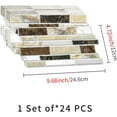 thumbnail image 5 of 24 Pcs Peel and Stick Backsplash Vinyl Marble Tile, Self-Adhesive Tile Transfer Sticker Stick on Tiles for Kitchen Bathroom, 9.68x4.72inch/24.6x12cm, Brown Yellow Marble Effect, 5 of 8