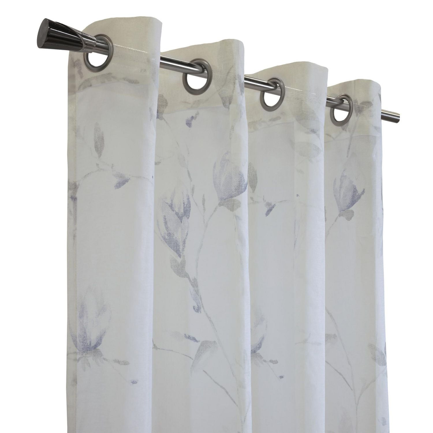 Loft Living Synergy Floral Printed Faux Linen Grommet Single Curtain Panel Semi-sheer 52" x 63" in Coral