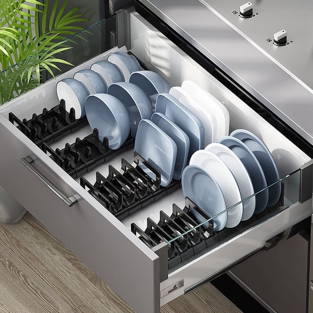 Bowl Dish Drain Rack Organizer Storage Shelf Drawer Bowl Plate Drying Holder Space Aluminum ABS Removable Kitchen Cabinet RackBowl Rack 40cmUnited Kingdom He Qiyong unisex