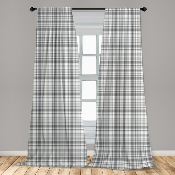 Grey Curtains 2 Panels Set Pattern With Modified Stripes Crossed Horizontal And Vertical Lines Forming Squares Window D For Living Room Bedroom 56 W X 95 L White By Ambesonne Grey Curtains 2 Panels Set Pattern