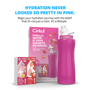 Cirkul 32oz Pink Stainless Steel Starter Kit with Pink & White Cirkul Lid 2.0 and 2 Flavor Cartridges (Strawberry & Passion Fruit Dragon Fruit)