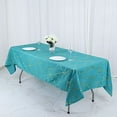 thumbnail image 2 of BalsaCircle 60" x 102" Teal Gold Metallic Geometric Design Polyester Rectangle Tablecloth, 2 of 8
