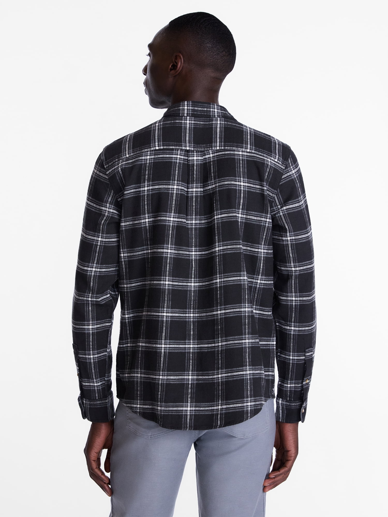 George Men's and Big Men's Slub Cotton Shirt with Long Sleeves, Sizes S-3XL
