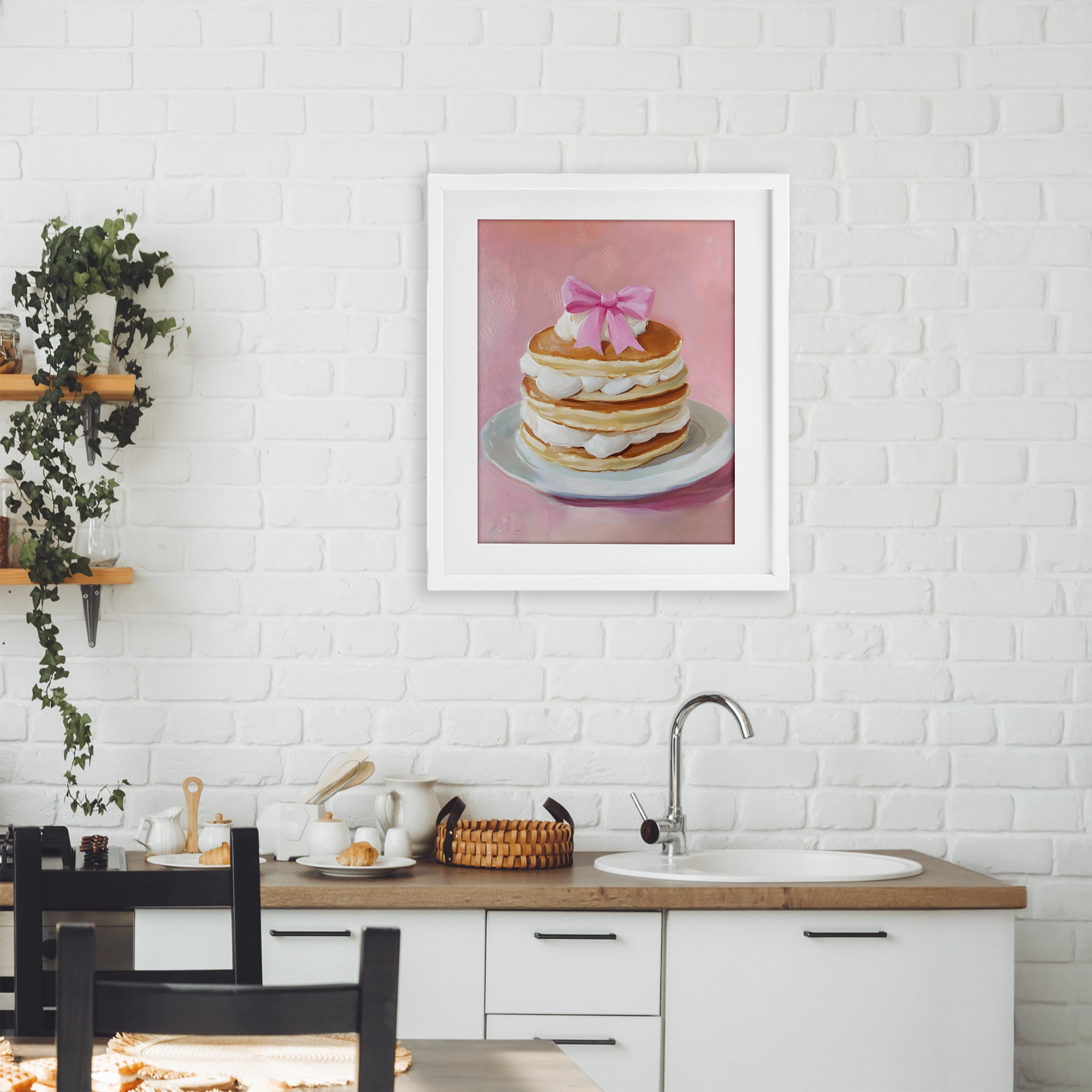 Stupell Industries Coquette Pancakes with Whipped Cream White Framed Print Under Glass, design by The Prints Vibe