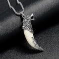 thumbnail image 2 of Collar con colgante de cuerno con cabeza de lobo para hombre - Collar con colgante de cuerno con cabeza de lobo de viento nacional - Collar con cadena con colgante de cuerno con cabeza de lobo --- Cód, 2 of 2