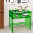 thumbnail image 3 of 100*30*80cm Acrylic Desk Small Entryway Table with Open Shelves Entry Table Green, 3 of 12
