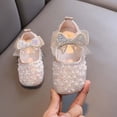thumbnail image 3 of Owordtank Girls Mary Jane Dress Shoes Princess Ballerina Pearl Rhinestones Shining Low Heels Party Wedding Student Shoes, 3 of 6