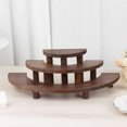 thumbnail image 6 of Efavormart Set of 3 Rustic Brown Wood 3-Tier Semicircle Dessert Pedestals, Half Moon Cupcake Display Risers 7", 13", 18", 6 of 11