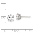 thumbnail image 3 of FB Jewels Inverness Stainless Steel 7mm Faceted Square CZ Earrings, 3 of 3