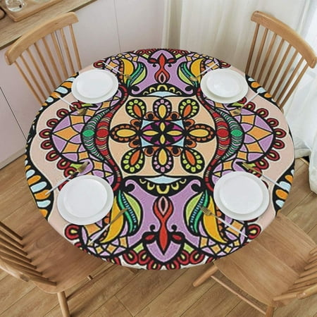 

Abstract Unusual Figure with Retro Psychedelic Multicolor Elastic Dining Table Cover - Waterproof and Windproof Protection for Dining 45 -56 24jl23caA87