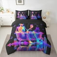 thumbnail image 2 of Manfei Neon Purple Skull Bedding Comforter Set 7-Piece for Kids, Fashion Skeleton King Bedding Sets, Gothic Halloween Theme Reversible Bed Sheets, Breathable Home Decor, 2 of 7