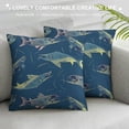 thumbnail image 3 of Qinduosi Throw Pillow Covers Pillow Cases Cushion Covers Nautical Fishing and Decorative Throw Pillowcases Animal Blue Cushion Cases White, 3 of 5