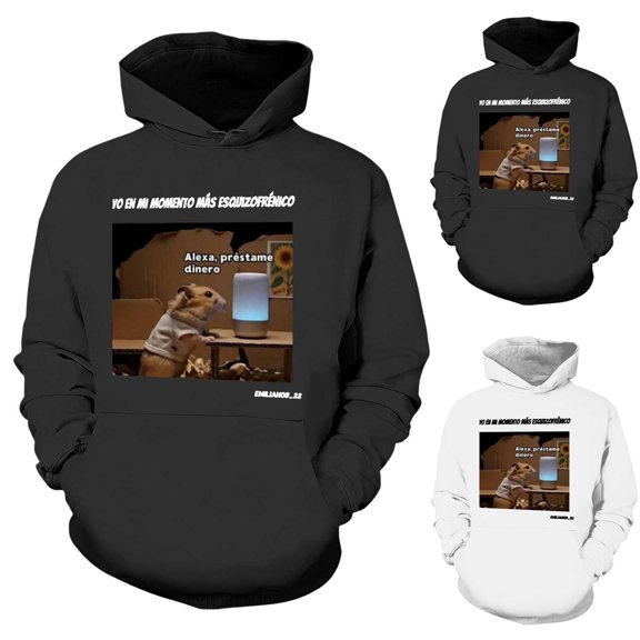 Men Alexa prestame dinero Pullover Hoodies Long Sleeve Sweatshirts For Men White S