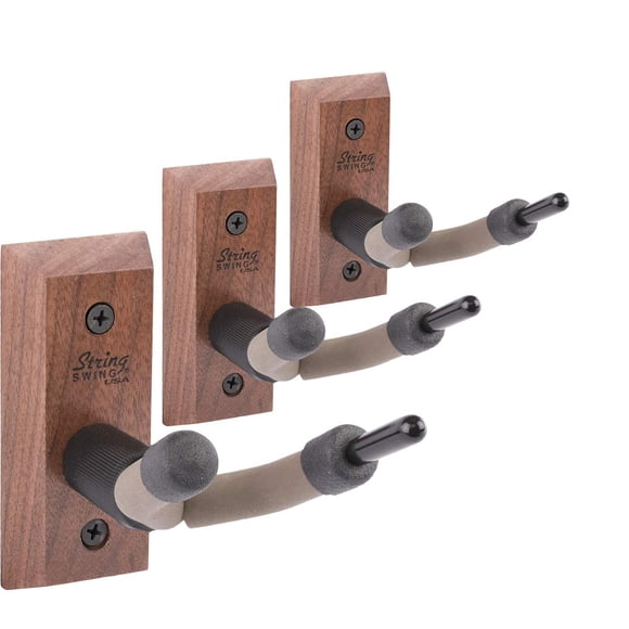 String Swing Violin Hanger Wooden Wall Mount for Home & Studio CC01V-BW3 Hardwood Black Walnut (3 Pack)