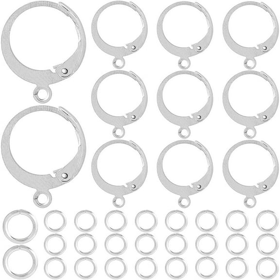 1 Box 80Pcs Silver Earring Hooks Bulk Earring Findings Stainless Steel French Huggie Lever Back Ear Wires with 100Pcs Jump Rings Round Wire Earring Hooks DIY