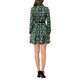 thumbnail image 3 of Vestido de satén con cuello de punto y botones, con cinturón y estampado floral para mujer, color verde oscuro, 3 of 6