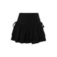 thumbnail image 3 of Blotona Womens Ruffle Mini Skirt Sexy High Waist Solid Color Criss Cross Tie Up A-Line 90s E-Girl Goth Summer Black Short Dress, 3 of 9