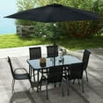 thumbnail image 2 of Spaco 8 Pieces Patio Furniture Set with 9 Ft Patio Umbrella, Dining Table and Chairs for Outdoor as Yard, Balcony, Porch, Black, 2 of 11