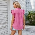 thumbnail image 5 of Chenyin Summer Washed Denim Shirt for Women's Single Breasted Blouses Tops Womens Light Fly Sleeve Shirt Size S-XL, 5 of 8