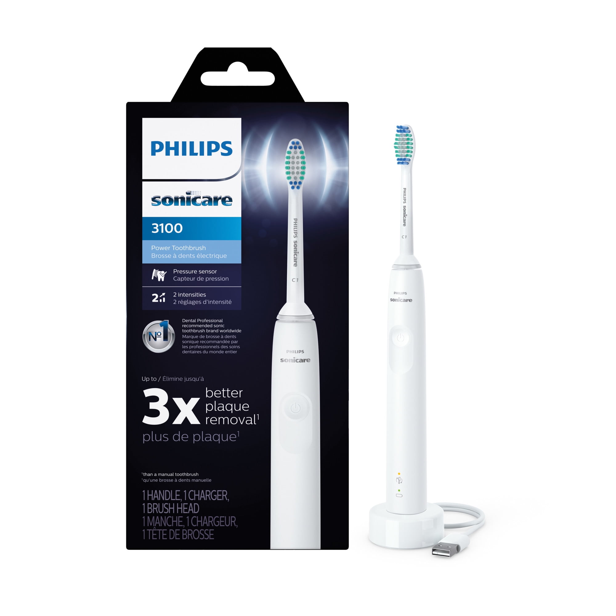 Humility Announcement origin Philips Sonicare 3100 Rechargeable Electric Toothbrush, Black HX3681/04 -  Walmart.com