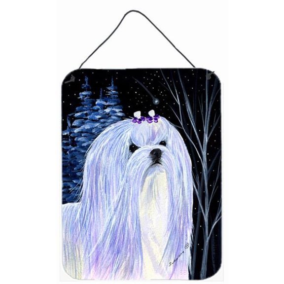 12 x 16 in. Starry Night Maltese Aluminium Metal Wall Or Door Hanging Prints