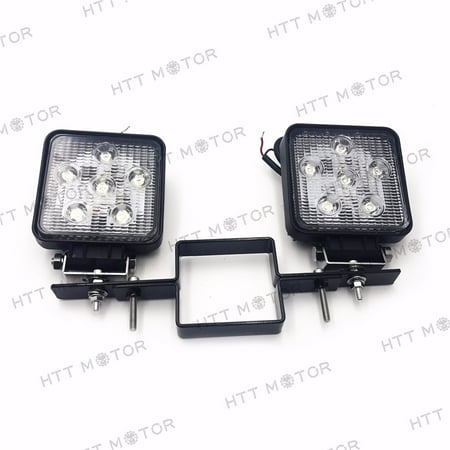 HTTMT- Square 18W Off-Road LED Work Lamp w/ tow hitch bracket For Truck SUV Trailer (Best Suv For Off Road And Towing)
