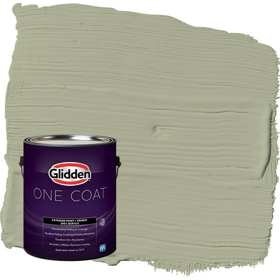 Glidden One Coat Olive Sprig / Green Flat Exterior Paint with Primer, 1 Gallon