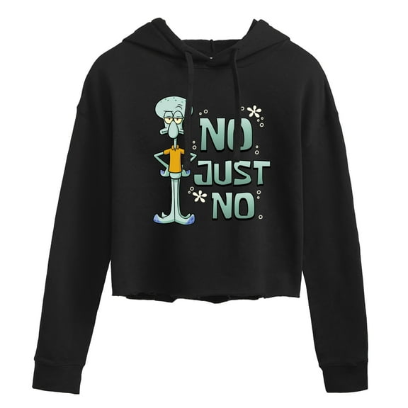 SpongeBob SquarePants - No Just No - Juniors Cropped Pullover Hoodie