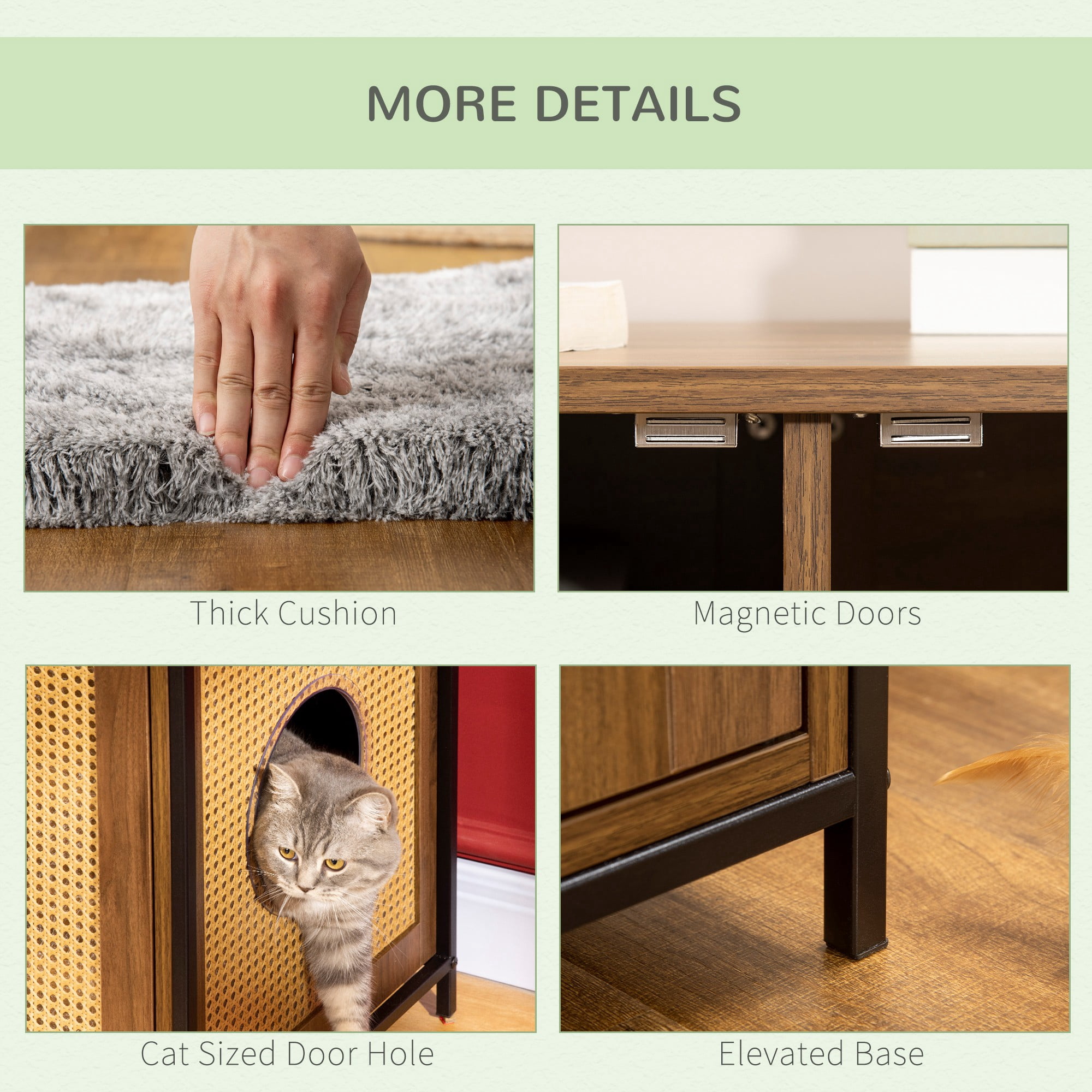PawHut Shelved Hidden Litter Box Enclosure with Spacious Top Interior, Large Cat Litter House End Table for Indoor Cats with Hidden Storage Cabinet