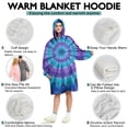 thumbnail image 5 of Blue Purple Tie Dye Pattern Wearable Oversized Blanket,Wearable Blanket Hoodie for Adults,Cozy Hooded Blankets with Super Pockets,Super Warm Fuzzy Pullover for Women & Men, 5 of 6
