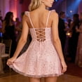 thumbnail image 7 of DHFJKG Backless Mini Dress Women Sparkly Sequin Back Lace Up For Evening Party Night Out Ruffle Cami Sexy Soft Dresses, 7 of 7