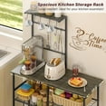 thumbnail image 5 of Bakers Rack with Power Outlet, Kitchen Microwave Stand with 10 S-shaped Hooks, 6-Tier Coffee Bar Station, Kitchen Storage Shelf Rack for Spices, Pots, Gray, 5 of 7