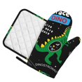 thumbnail image 2 of Kll Space Dino Cartoon Black Oven Gloves And Pot Holders Grill Gloves - Oven Gloves And Pot Holders, Non-Slip Cooking Gloves With Recycled Pads, 2 of 9