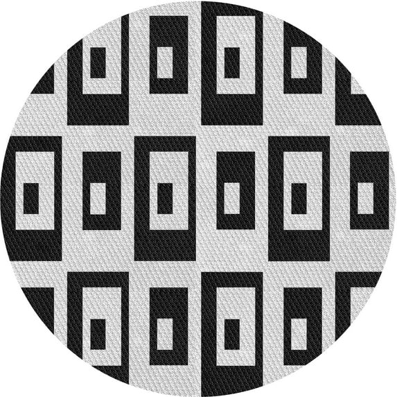 Ahgly Company Indoor Round Patterned Charcoal Black Area Rugs, 4' Round