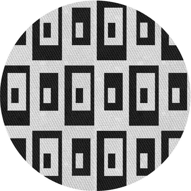 Ahgly Company Machine Washable Indoor Round Transitional Charcoal Black Area Rugs, 3' Round