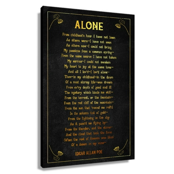 Alone Poem Wall Decor Edgar Allan Poe Quote Wall Art Poetry Poster Decorations Artwork Canvas Paintings for Bathroom Contemporary Prints Canvas Unframed 12×18 in