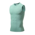 thumbnail image 4 of HOOMEUMY Men's Compression Stretch Quick Dry Tank Top Workout Gym Fitness Sports Running Athletic Muscle Vest Green S, 4 of 4